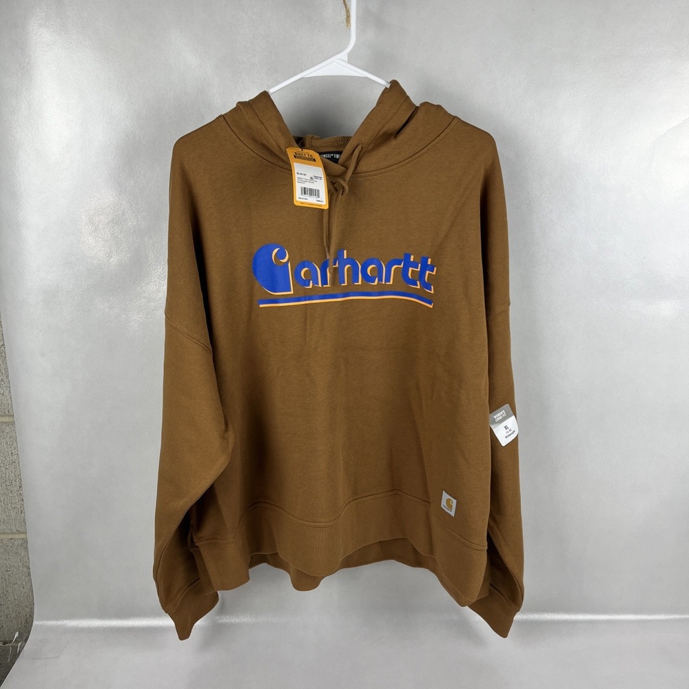 Carhartt Hoodie Sweatshirt Womens XL Brown Loose Fit Tencel Fiber